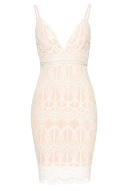 Pink Lace Fitted Mini Dress