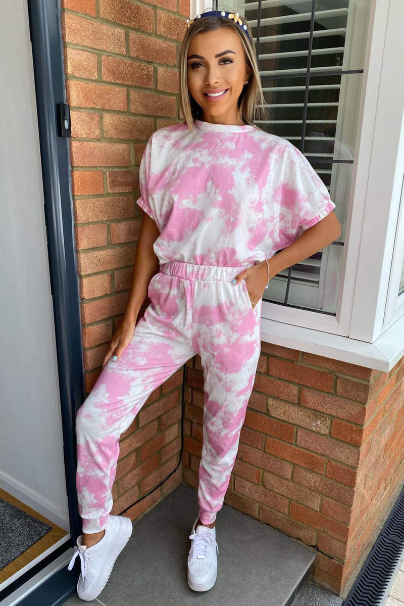 Pink Tie Dye Lounge Suit