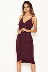 Plum Button Front Detail Bodycon Midi Dress