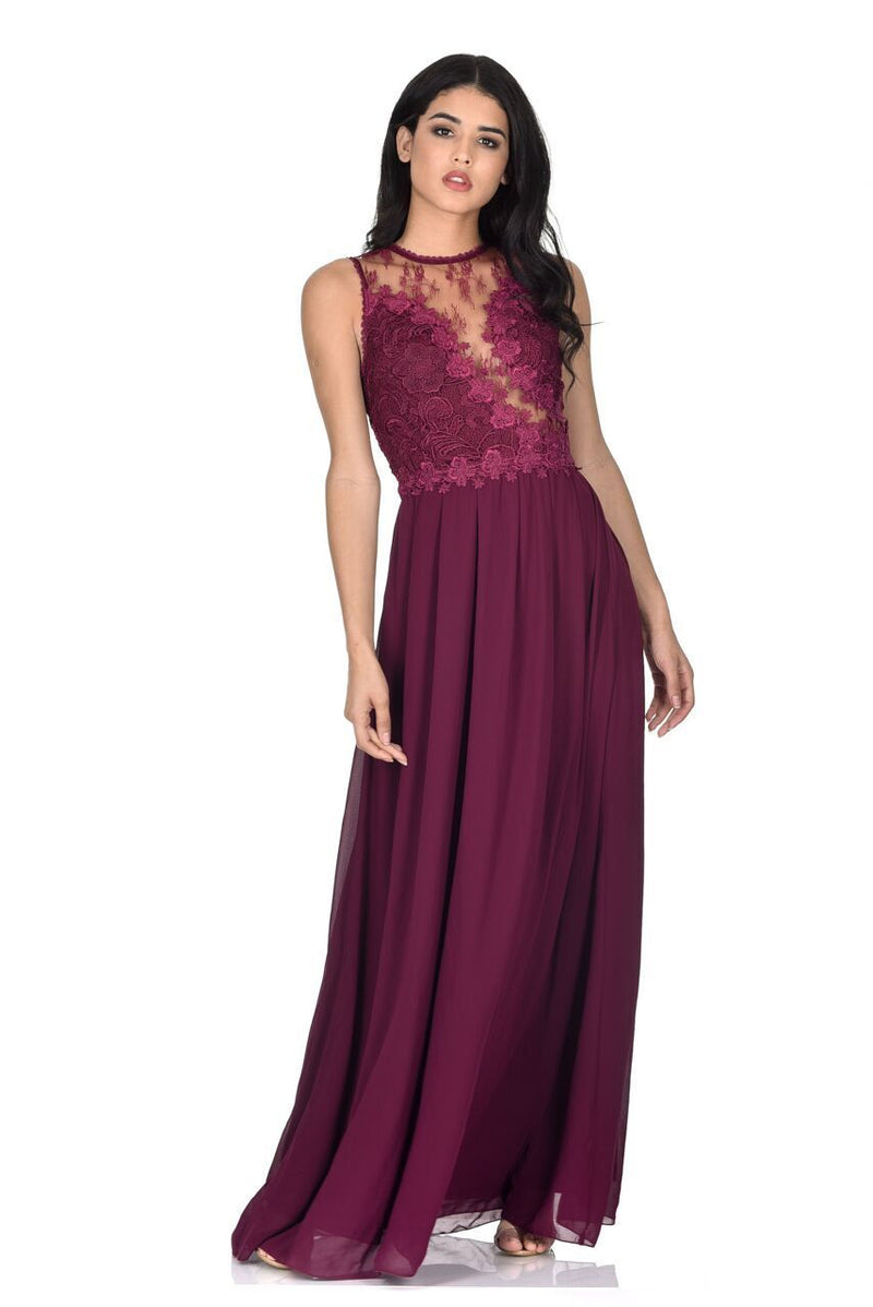 Plum Crochet Top Maxi Dress