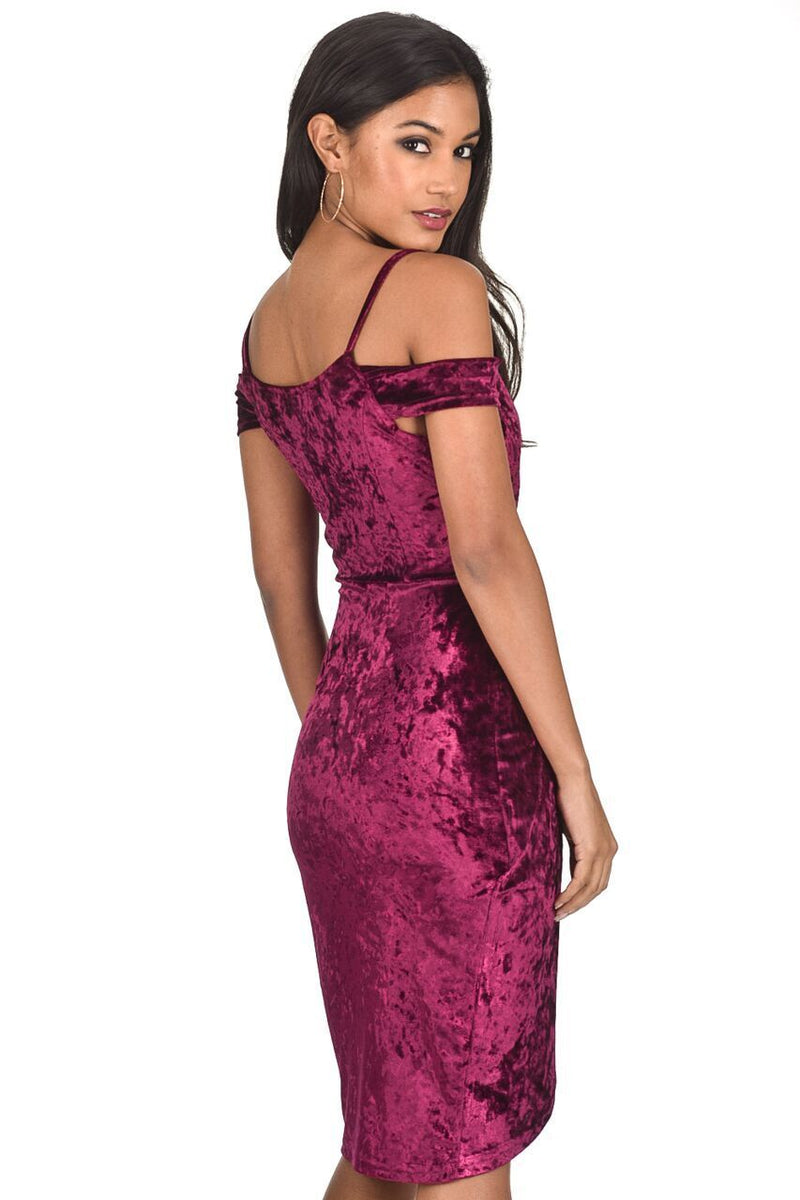 Plum Crushed Velvet Wrap Dress