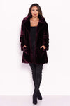 Plum Faux Fur Coat With Collar