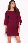 Plum Flare Sleeve Mini Dress