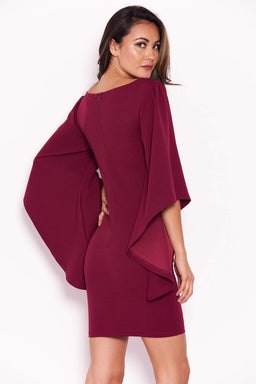 Plum Flare Sleeve Mini Dress