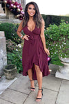 Plum Frill Wrap Maxi Dress