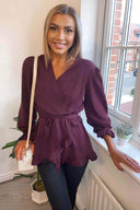 Plum Frill Wrap Top