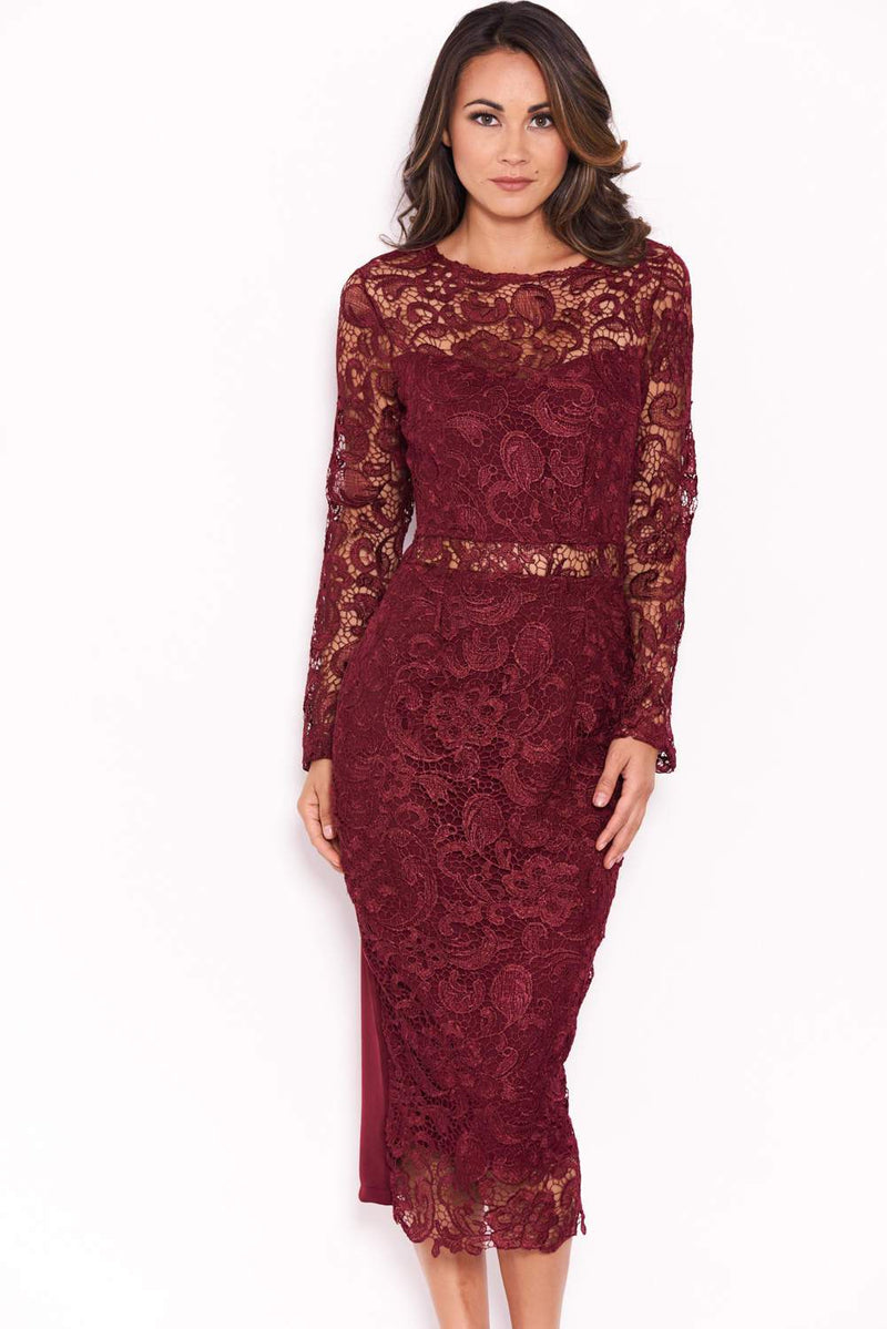 plum lace midi dress ASOS Design - Scallop Embroidered Lace Midi Dress - Women - Polyester/Nylon