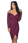 Plum Lace Long Sleeved Midi Dress