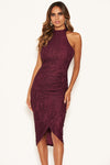 Plum Lace Wrap Dress