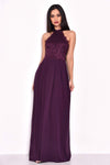 Plum Maxi Dress With Lace Detail