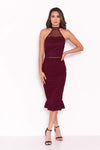 Plum Midi Dress With Crochet Detail