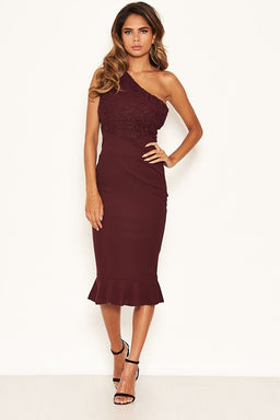 Plum One Shoulder Crochet Top Dress