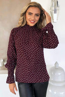 Plum Polka Dot Elasticated Top