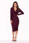 Plum Ruched Wrap Dress