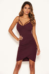 Plum Strappy Ruched Bodycon Dress