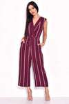 Plum Striped Culotte Jumpsuit