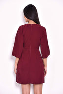 Plum Tie Waist Flared Mini Dress