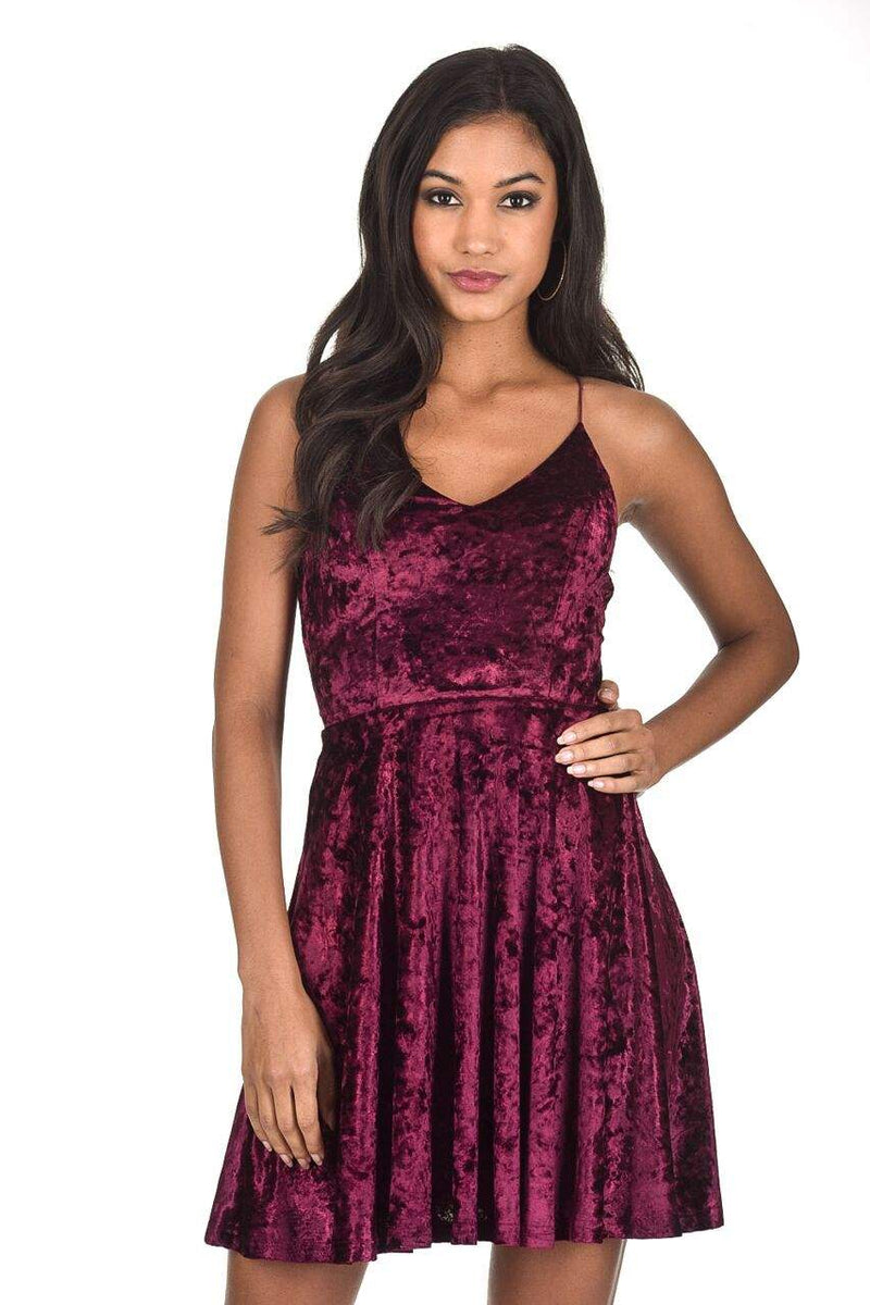 Plum Velvet Skater Dress AX Paris US Plum Velvet Skater Dress AX Paris US