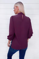 Plum Wide Sleeve Cuff Top