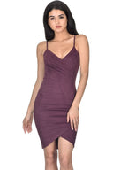 Plum Wrap Front Suede Dress