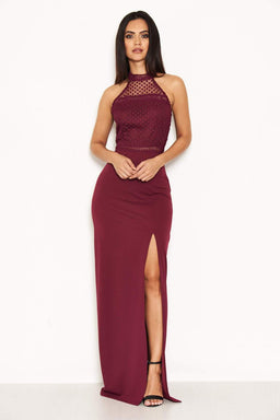 Plum Crochet Top High Neck Maxi Dress