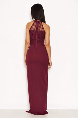 Plum Crochet Top High Neck Maxi Dress