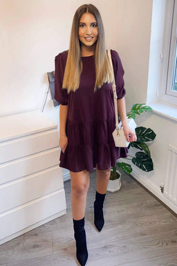 Plum Frill Swing Dress