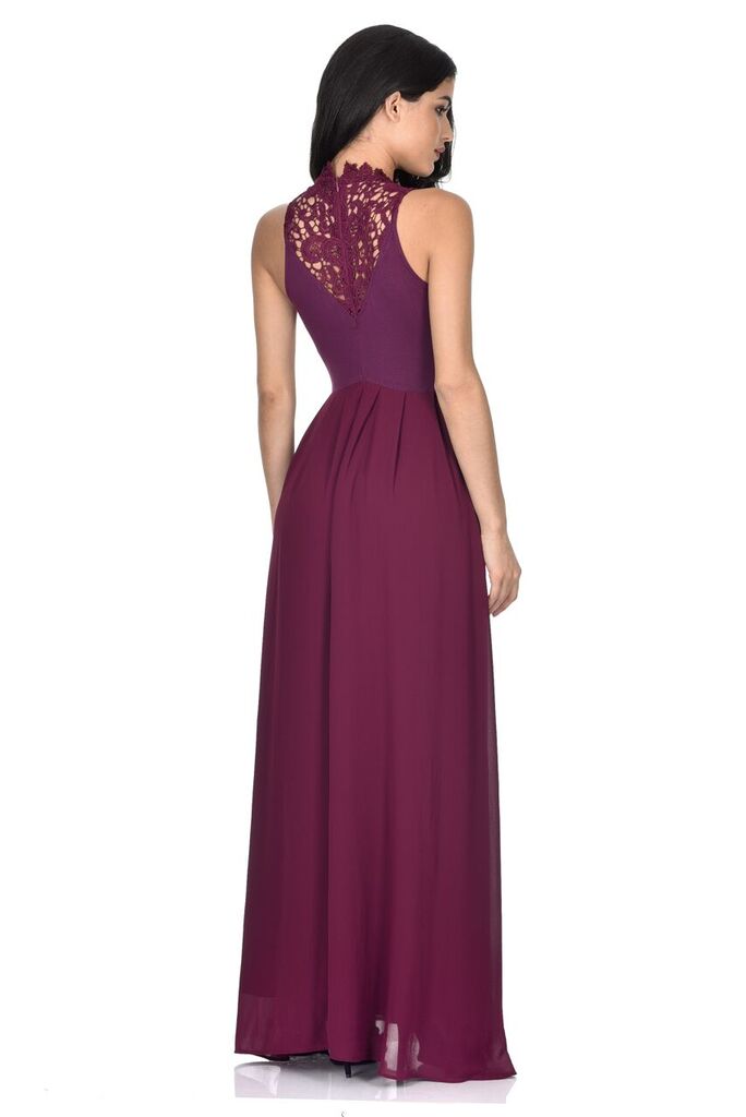 Plum High Neck Maxi Dress