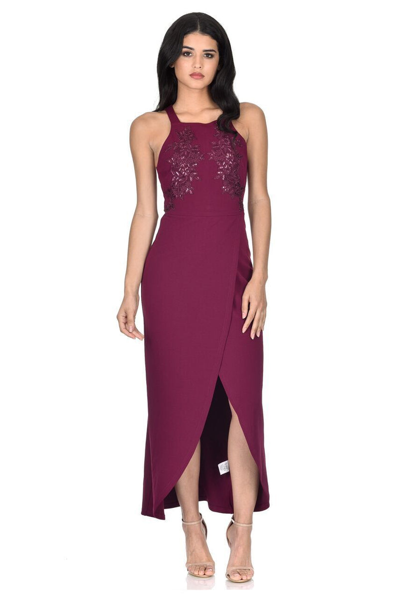 Plum Sequin Maxi Dress