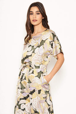 Printed Tie Belt Culotte Jumpsuit
