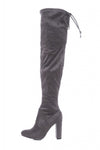 Faux Suede Knee High Heeled Boots