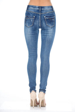 Blue Distressed Ripped Jeans