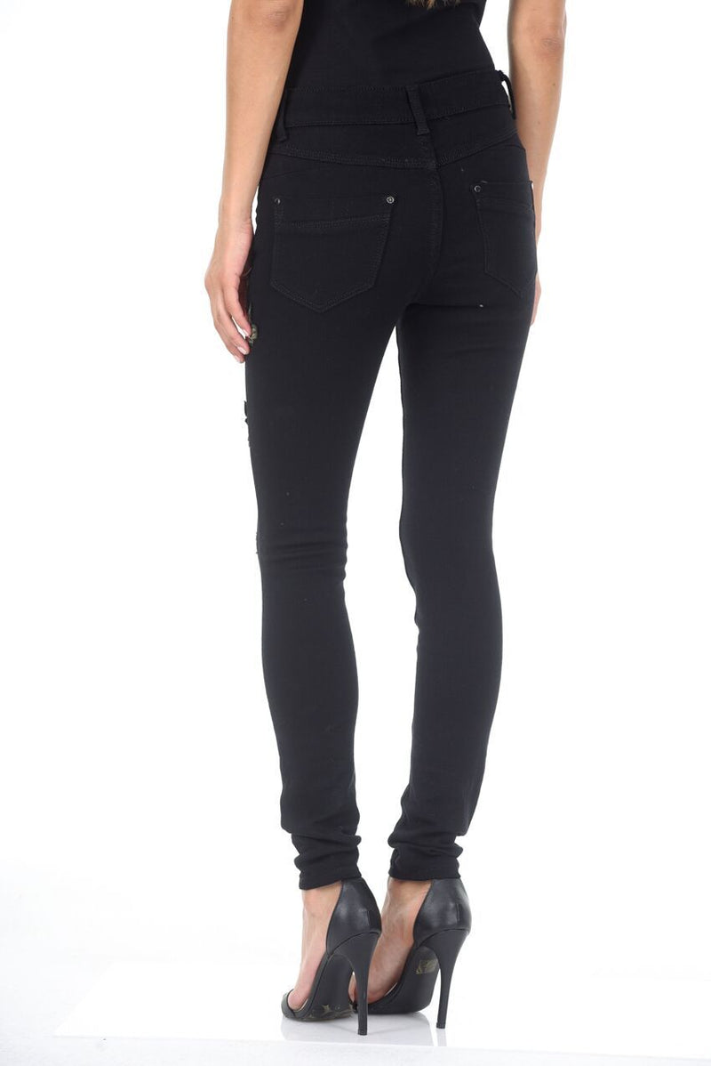 Black Embroided Jeans