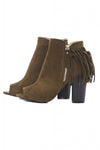 Tassel Peep Toe Heeled Boot