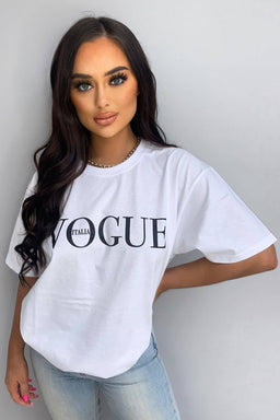 White Printed Oversized Tee