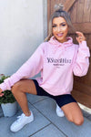 Pink Slogan Printed Hoody