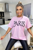 Pink Paris Printed Oversized Tee