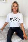 White Paris printed Oversized Tee