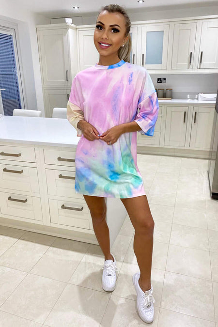Rainbow Tie Dye Oversized T-Shirt Dress