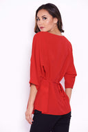 Red Belted Waist Top