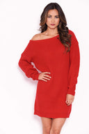 Red Boatneck Longline Jumper