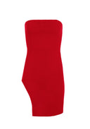 Red Bandeau Thigh Split Dress