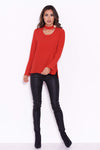 Red Choker Top With Ruffle Sleeves