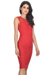 Red Crochet Midi Dress With Back Detail