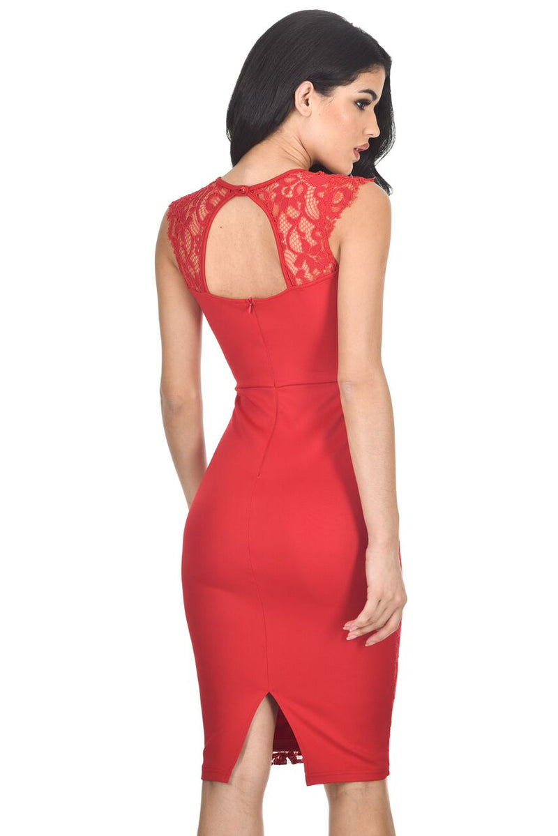 Red Crochet Midi Dress With Back Detail