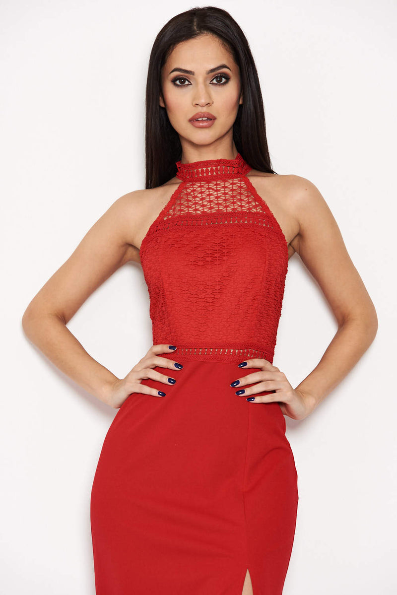 Red Crochet Top High Neck Maxi Dress – AX Paris US