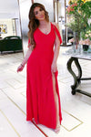 Red Cut Out Shoulder Maxi Dress