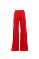 Red Flared High Waisted Trousers