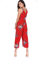 Red Floral Culotte Jumpsuit