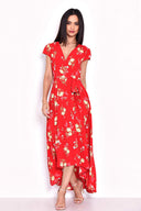 Red Floral Maxi Wrap Dress